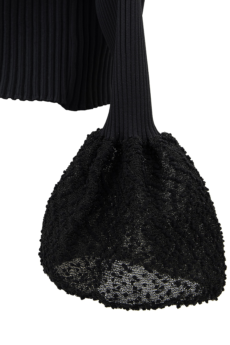 CFCL］Fluted Ornamentクロップドカーディガン-ブラックを